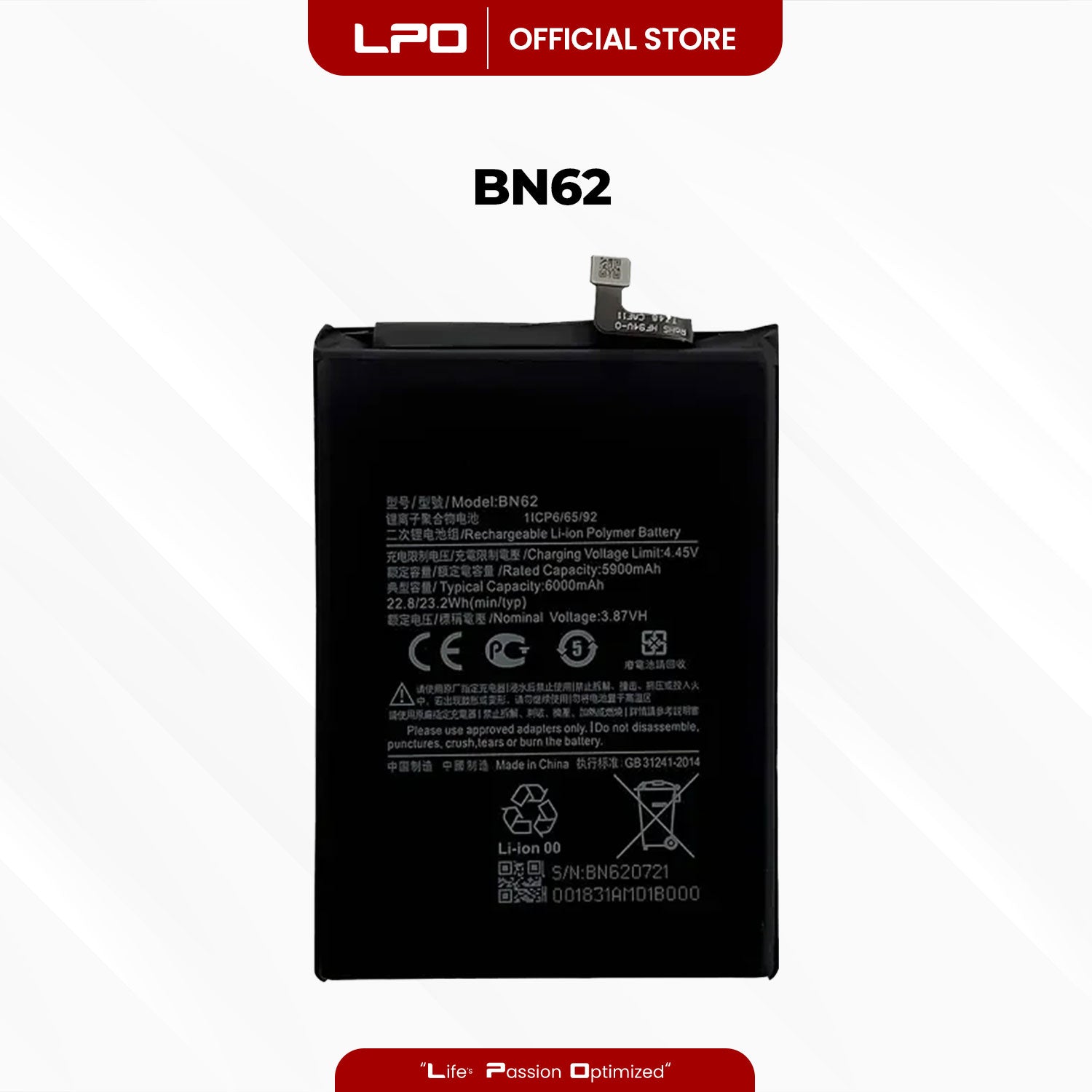 Cellphone Battery Xiaomi Redmi Note 9 4G 2020 BN62 Compatible with M2010J19SC - LPO Laptop PC-Outlet