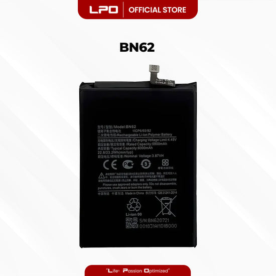 Cellphone Battery Xiaomi Redmi Note 9 4G 2020 BN62 Compatible with M2010J19SC - LPO Laptop PC-Outlet
