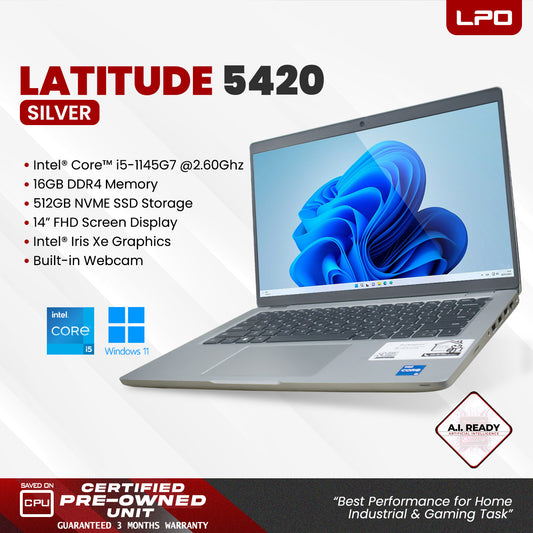LPO Dell Latitude 5420 Intel Core i5-1145G7 2.60Ghz 16GB DDR4 512GB NVME SSD Intel Iris Xe 14" FHD