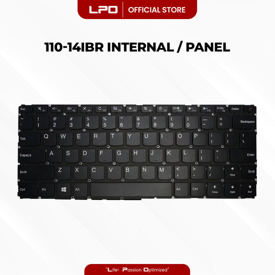 Laptop Keyboard LENOVO 110-14IBR Internal / Panel Black US Compatible with Lenovo Ideapad 110-14IBR 110-14AST