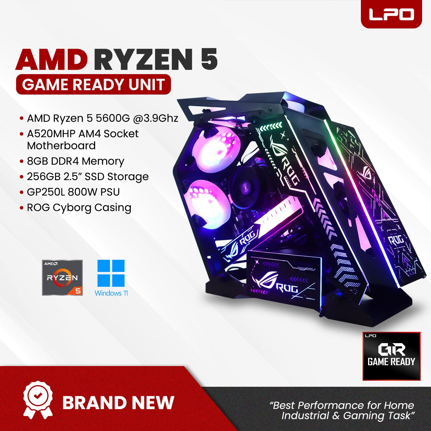 Gaming unit AMD Ryzen 5 5600G Biostar A520MHP AM4 socket AMD Radeon Vega 7 TeamGroup 8GB DDR4 TeamGroup 256GB 2.5
