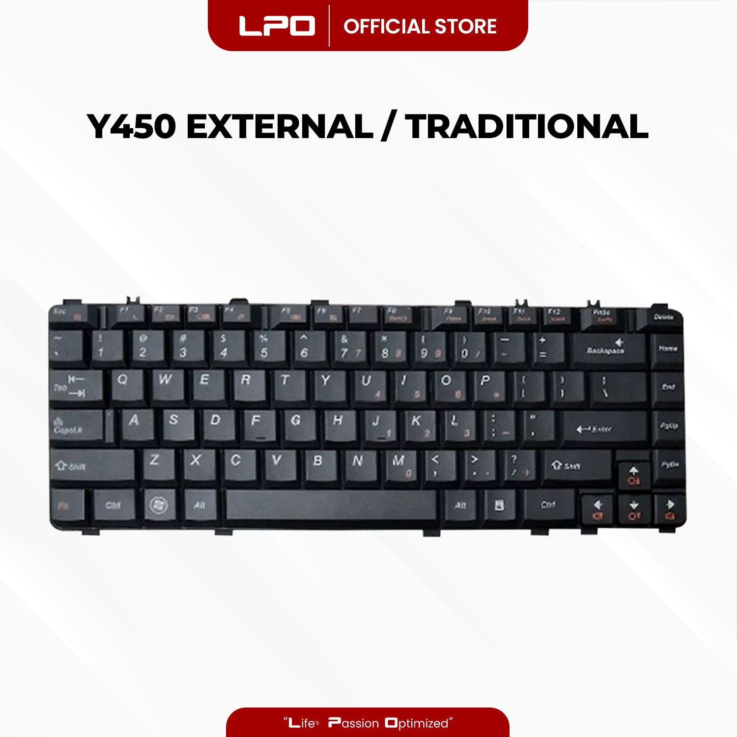 Laptop Keyboard LENOVO Y450 External / Traditional Black US Compatible with Lenovo Y460 Series