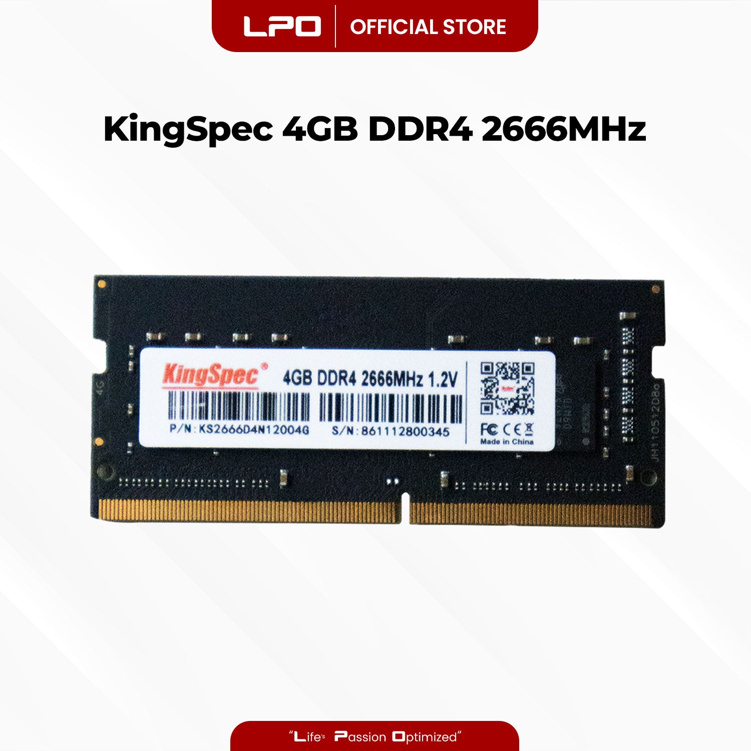 KingSpec 4GB DDR4 2666Mhz 1.2V SODIMM for Laptop RAM