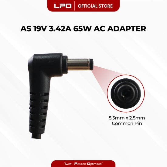 Laptop Charger Asus 19V 3.42A 65W Common Pin 5.5mm x 2.5mm Compatible with Asus X555