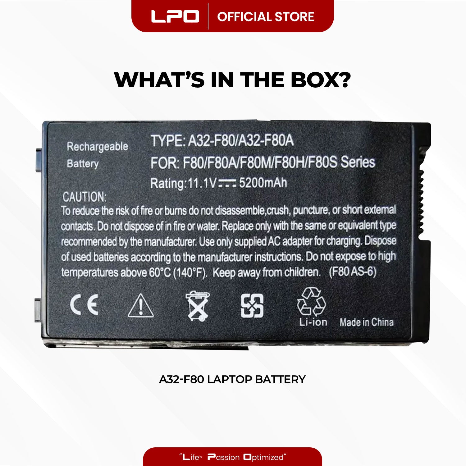 Laptop Battery A32-F80 Compatible with Asus F80CR X80