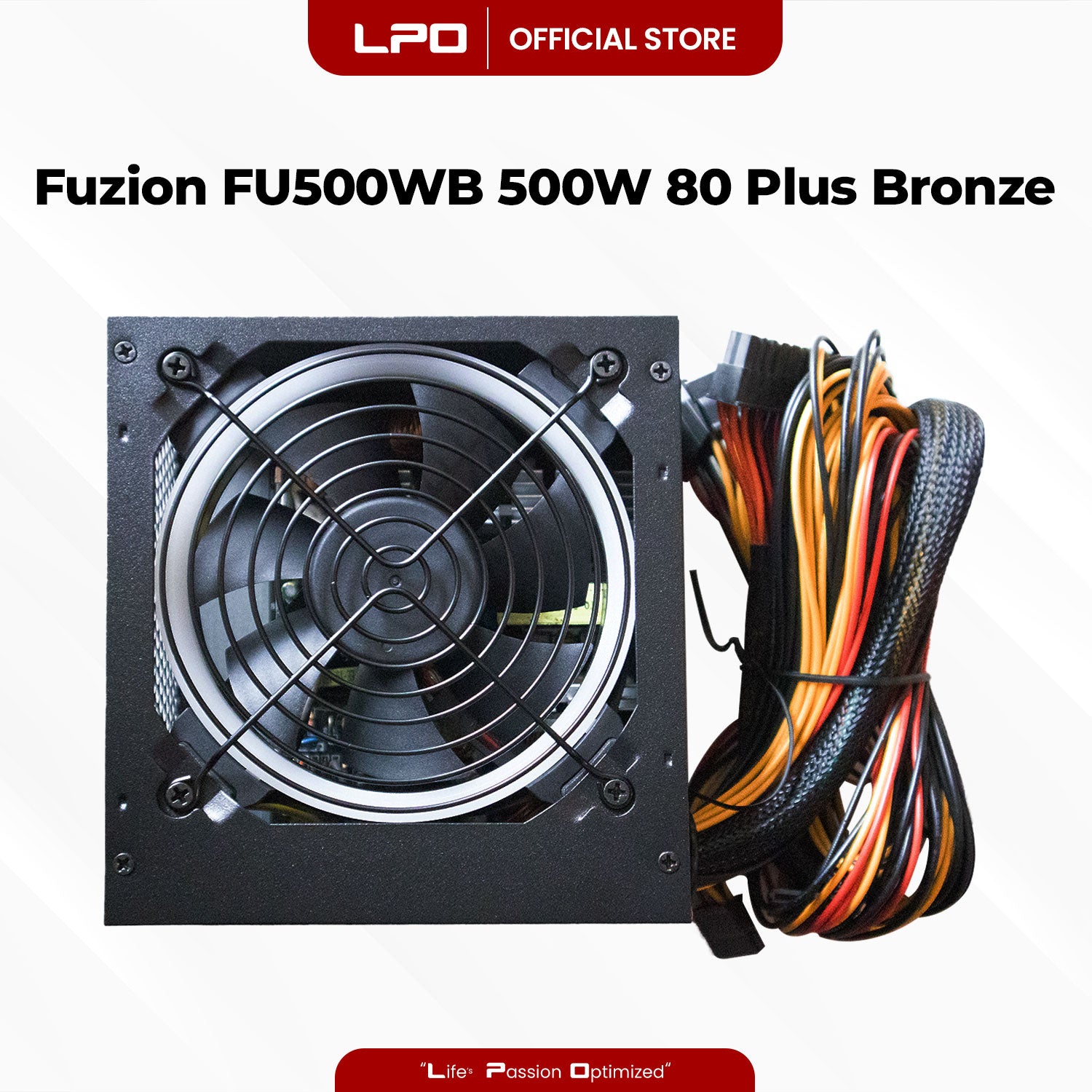 Fuzion FU500WB 500W 80+ Bronze RGB Power Supply True-Rated High Performance PSU For CPU Desktop PC Computer