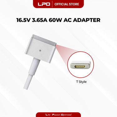 Laptop Charger MacBook 16.5V 3.65A 60W T Style Compatible with MacBook Pro (Retina, 13-inch, Late 2012 - 2015) A1435