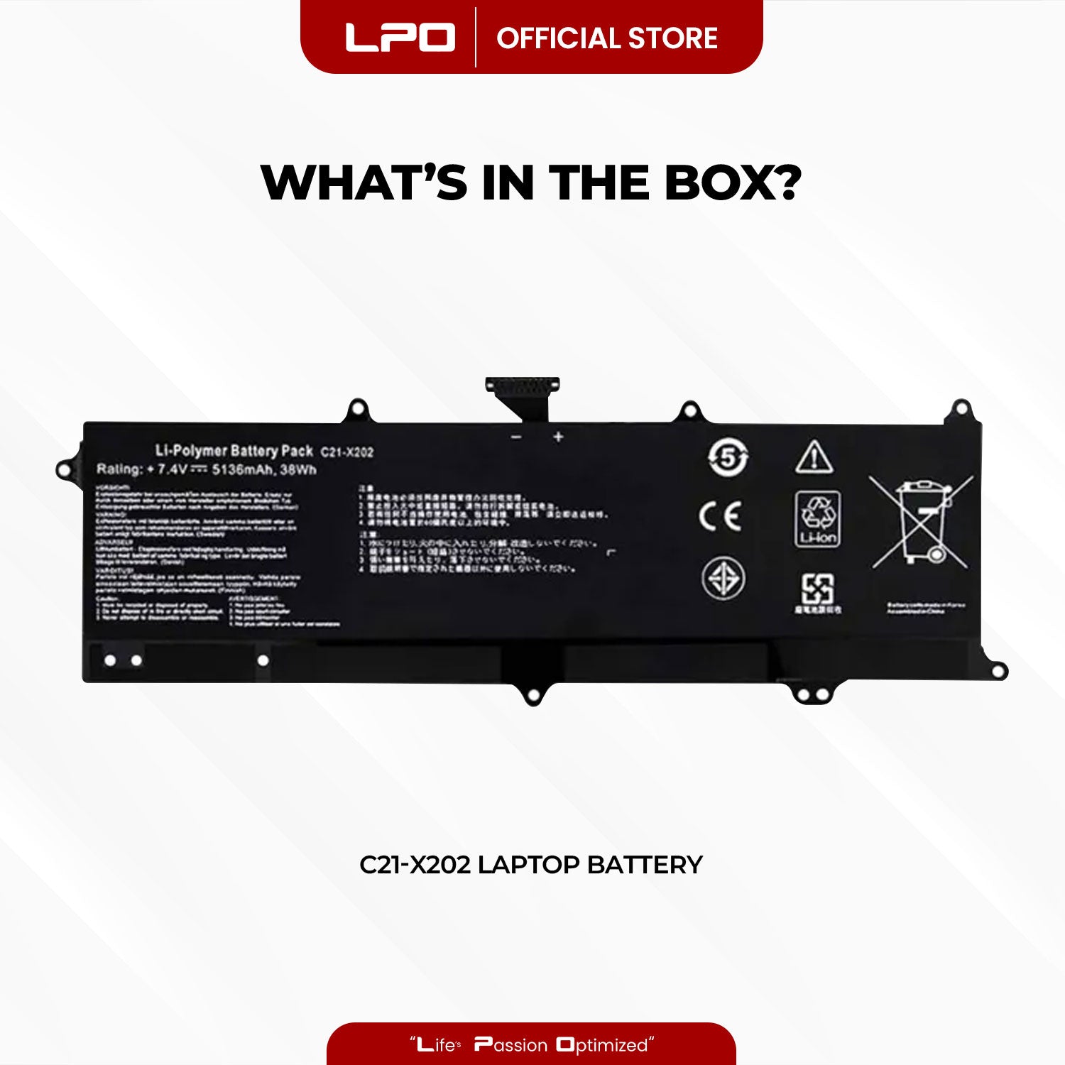 Laptop Battery C21-X202 Compatible with Asus VivoBook S200 S200E X201 X201E X202