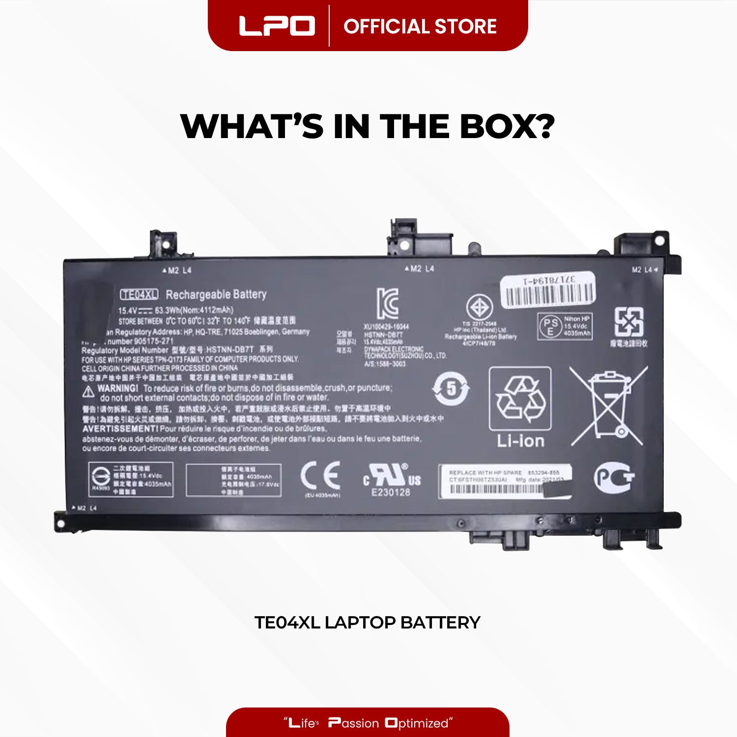Laptop Battery TE04XL Compatible with HP Owmen 15-AX200 15-AX250WM 15-AX210NR Series