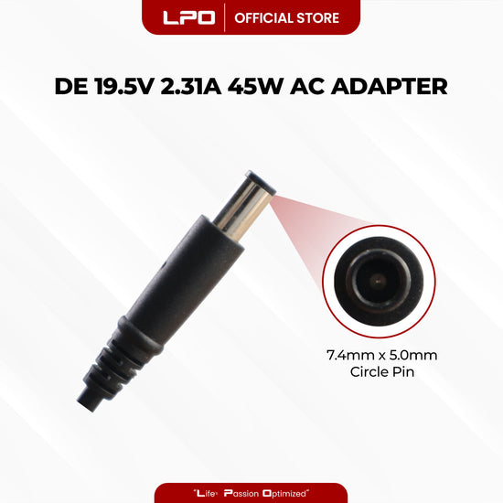 Laptop Charger Dell 19.5V 2.31A 45W Circle Pin 7.4mm x 5.0mm Compatible with P/N: HA50NM16B, 5R7RR
