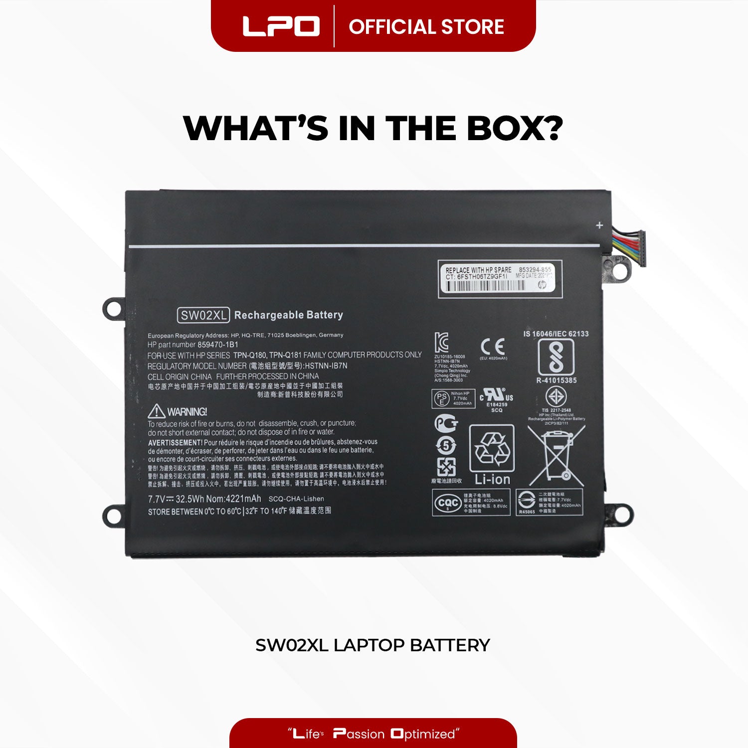 Laptop Battery SW02XL HP SW02XL HSTNN-IB7N Series HP x2 210 G2, x2 210 G2 (L5H41EA)