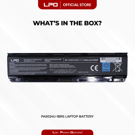 Laptop Battery PA5024U-1BRS Compatible with Toshiba Satellite C55 C55-A C55T C55DT C55D C855 C855D L855 L875 P855 P875 S855 S875 Series Battery PA5109U-1BRS PA5026U-1BRS PA5024U-1BRS PA5024U-1BRS - LPO Laptop PC-Outlet