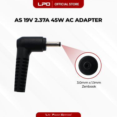 Laptop Charger Asus 19V 2.37A 45W Zenbook 3.0mm x 1.1mm Compatible with Asus ZenBook UX21