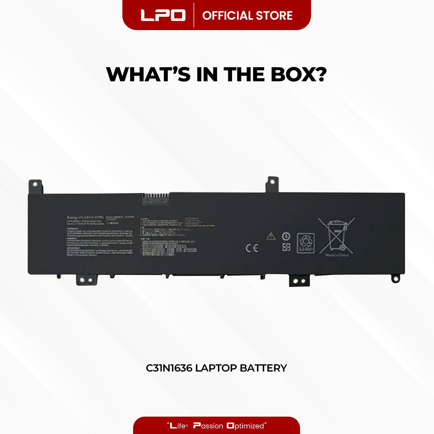 Laptop Battery C31N1636 Compatible with Asus VivoBook Pro 15 N580GD-E4047T, N580VD-DM039T