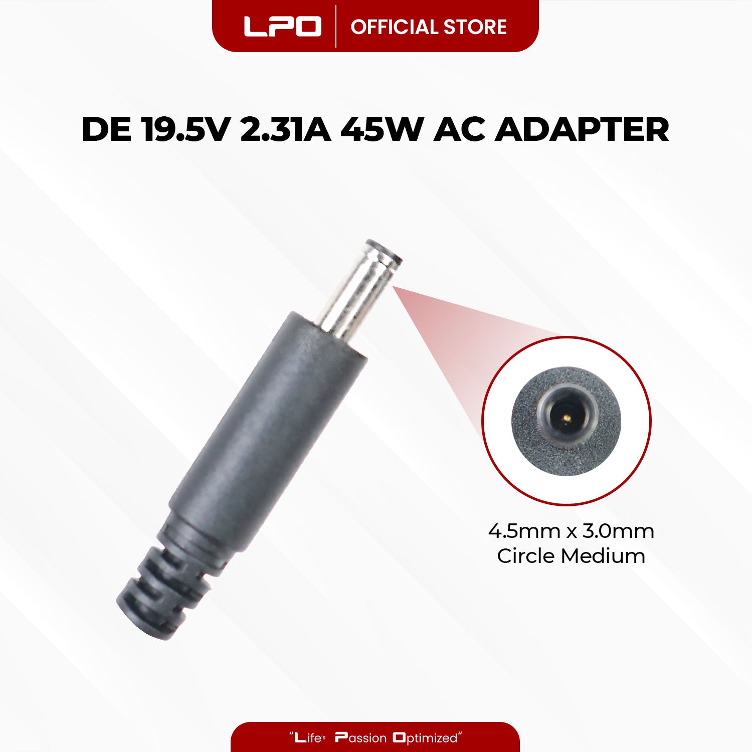 Laptop Charger Dell 19.5V 2.31A 45W Circle Medium 4.5mm x 3.0mm Compatible with Dell Inspiron 14 15-3552