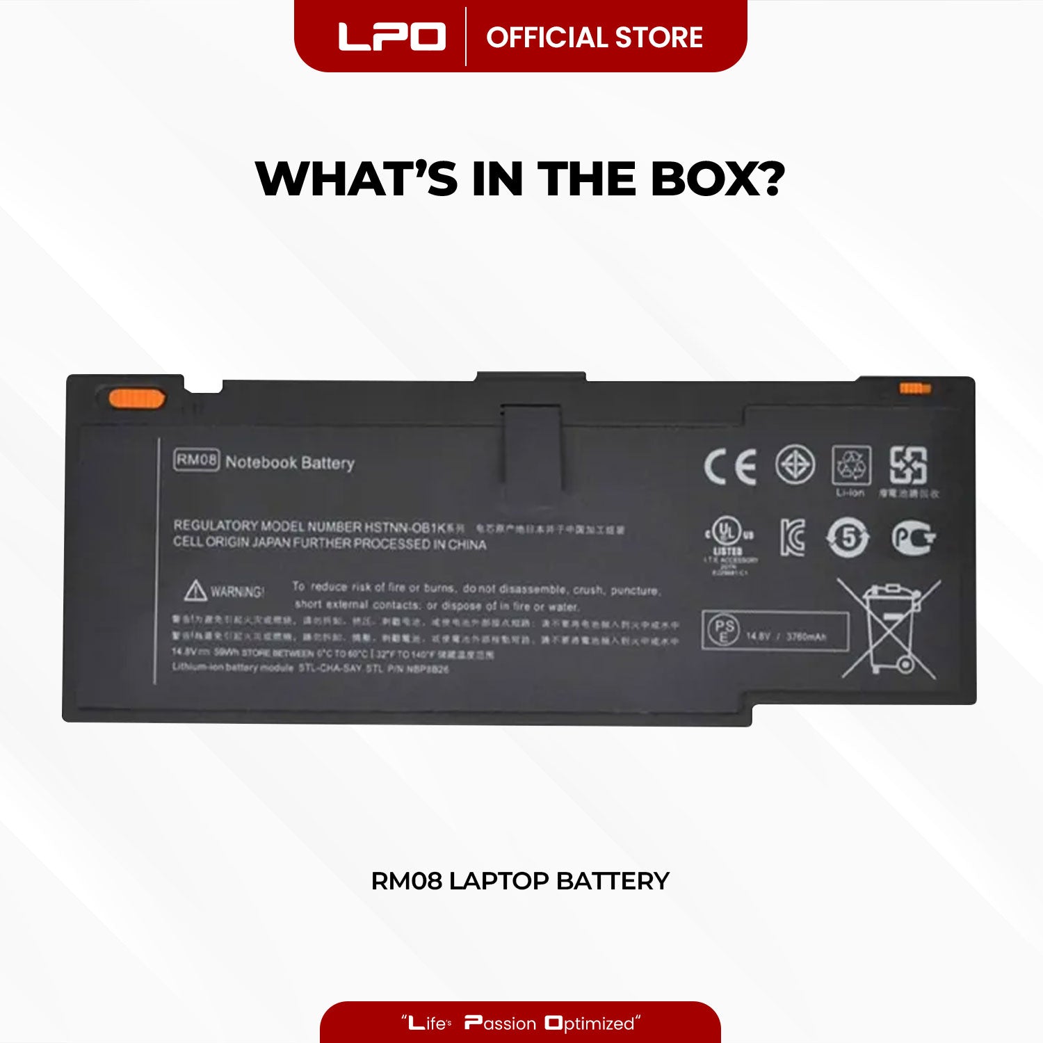 Laptop Battery RM08 Compatible with HP ENVY 14-1000XX, 14-1004TX, 14-1101EG, 14-1010NR