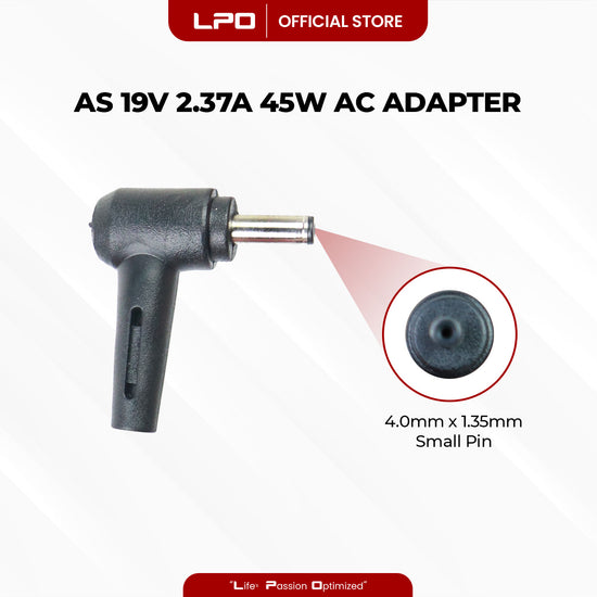 Laptop Charger Asus 19V 2.37A 45W Small Pin 4.0mm x 1.35mm Compatible with Asus AUX21A UX31A