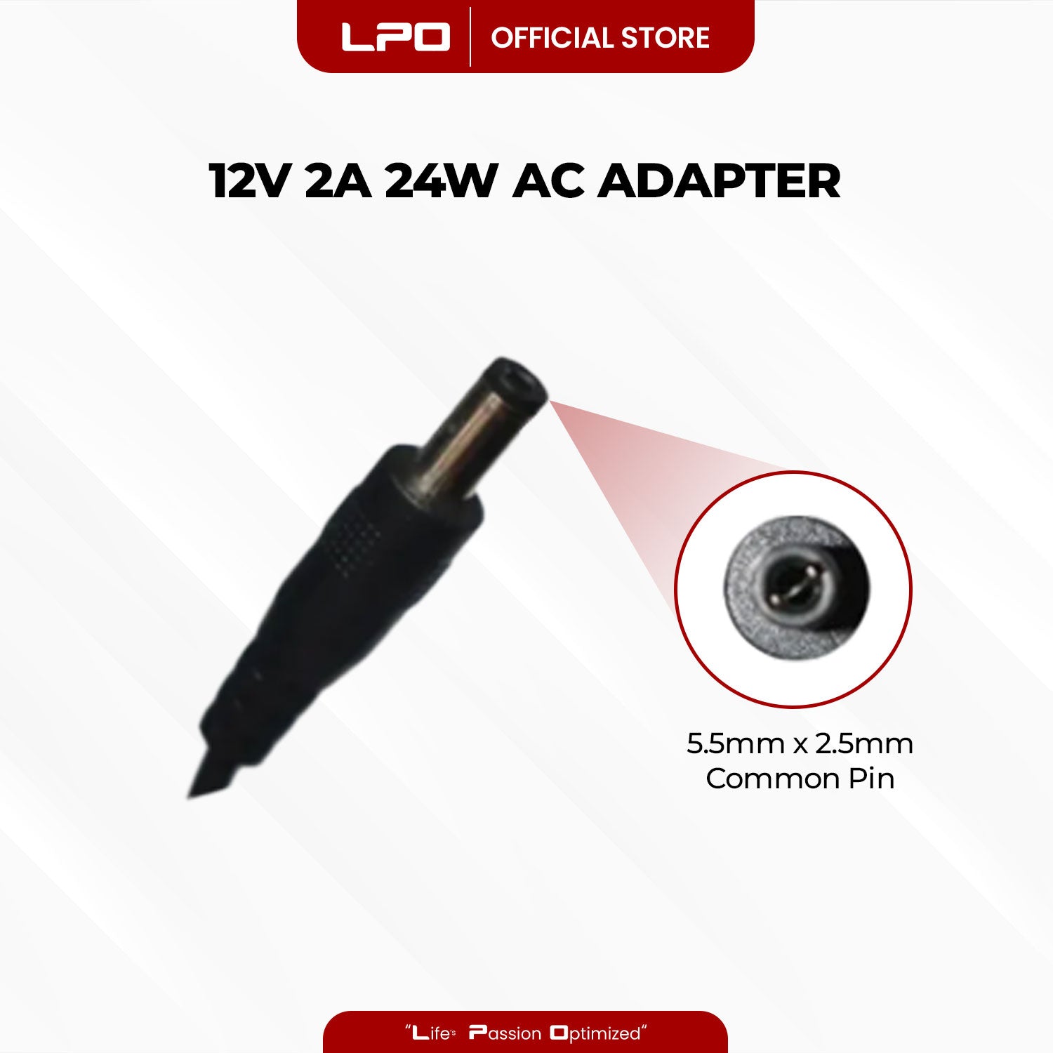 CCTV 12V 2A 24W Common Pin 5.5mm x 3.0mm Compatible with  CCTV Camera, LED Monitor and other electronics equipment.