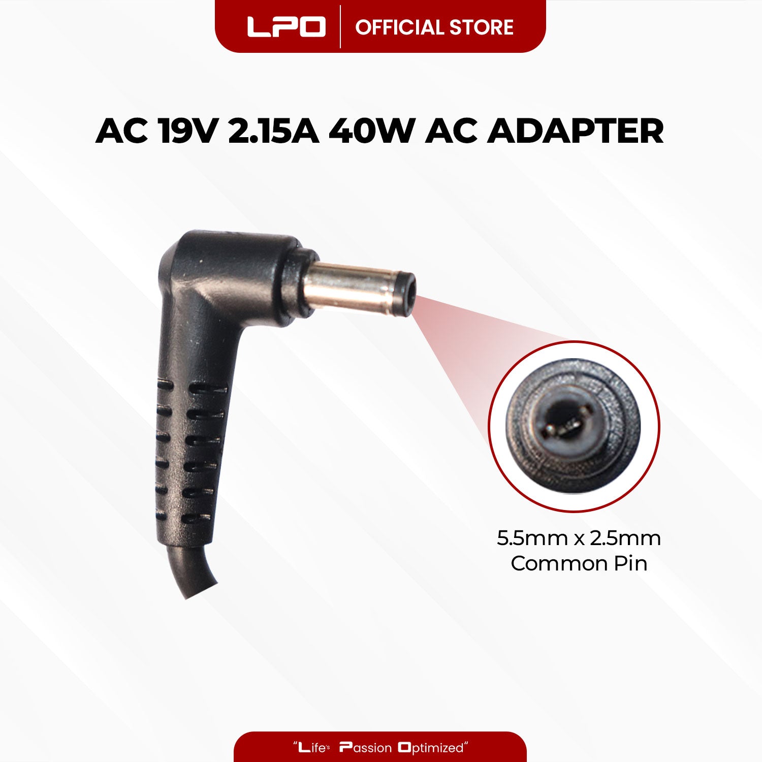 Laptop Charger Acer  19V 2.15A 40W Common Pin 5.5mm x 2.5mm Compatible with Acer Aspire One