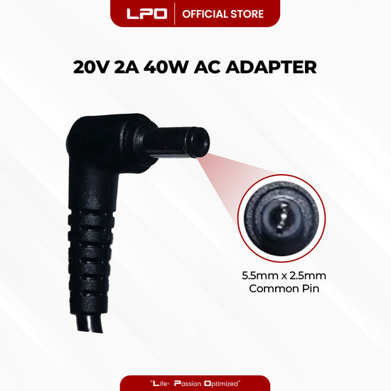 Laptop Charger Lenovo 20V 2A 40W Common Pin 5.5mm x 2.5mm Compatible with Lenovo IdeaPad S10 IdeaPad S9 Series