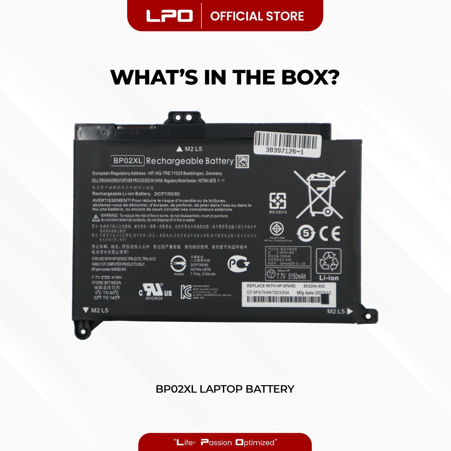 Laptop Battery BP02XL Compatible with HP Pavilion PC 15 15-AU 15T-AU 15-AW 15T-AW 15Z-AW Series - LPO Laptop PC-Outlet