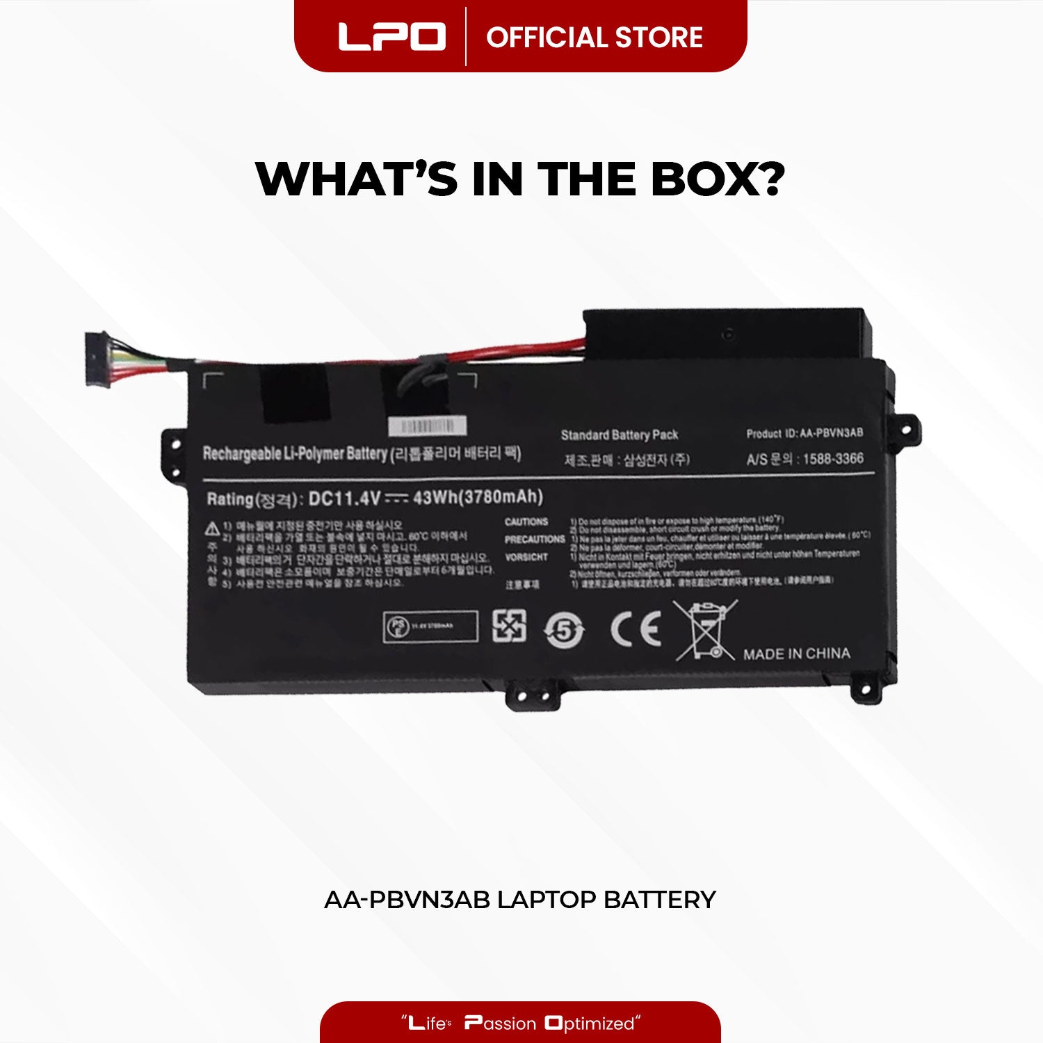 Laptop Battery AA-PBVN3AB Compatible with Samsung NP370R4E NP370R5E NP450R4E NP450R5E NP510R5E