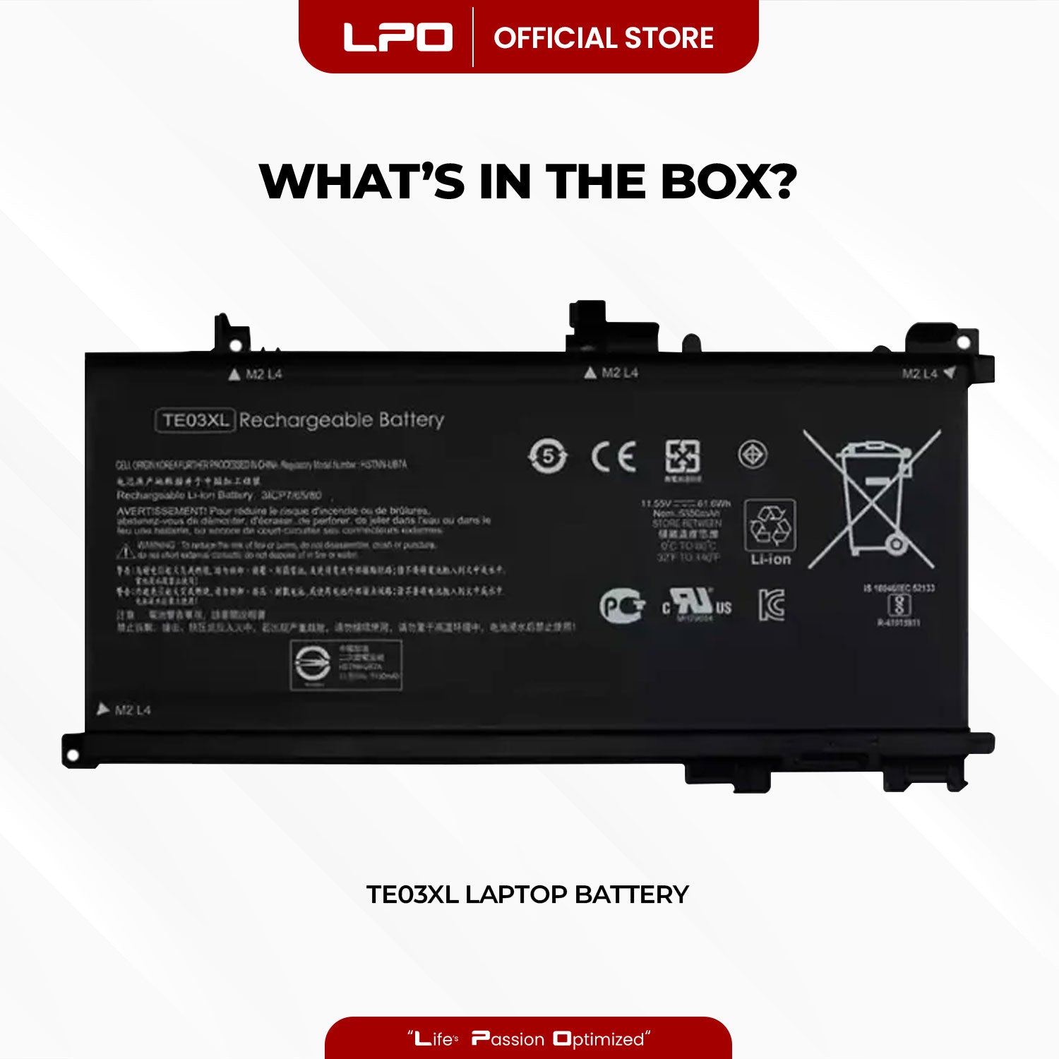 Laptop Battery TE03XL Compatible with HP Omen 15-ax000:(15-ax000~15-ax099);HP Pavilion 15-BC000 Series