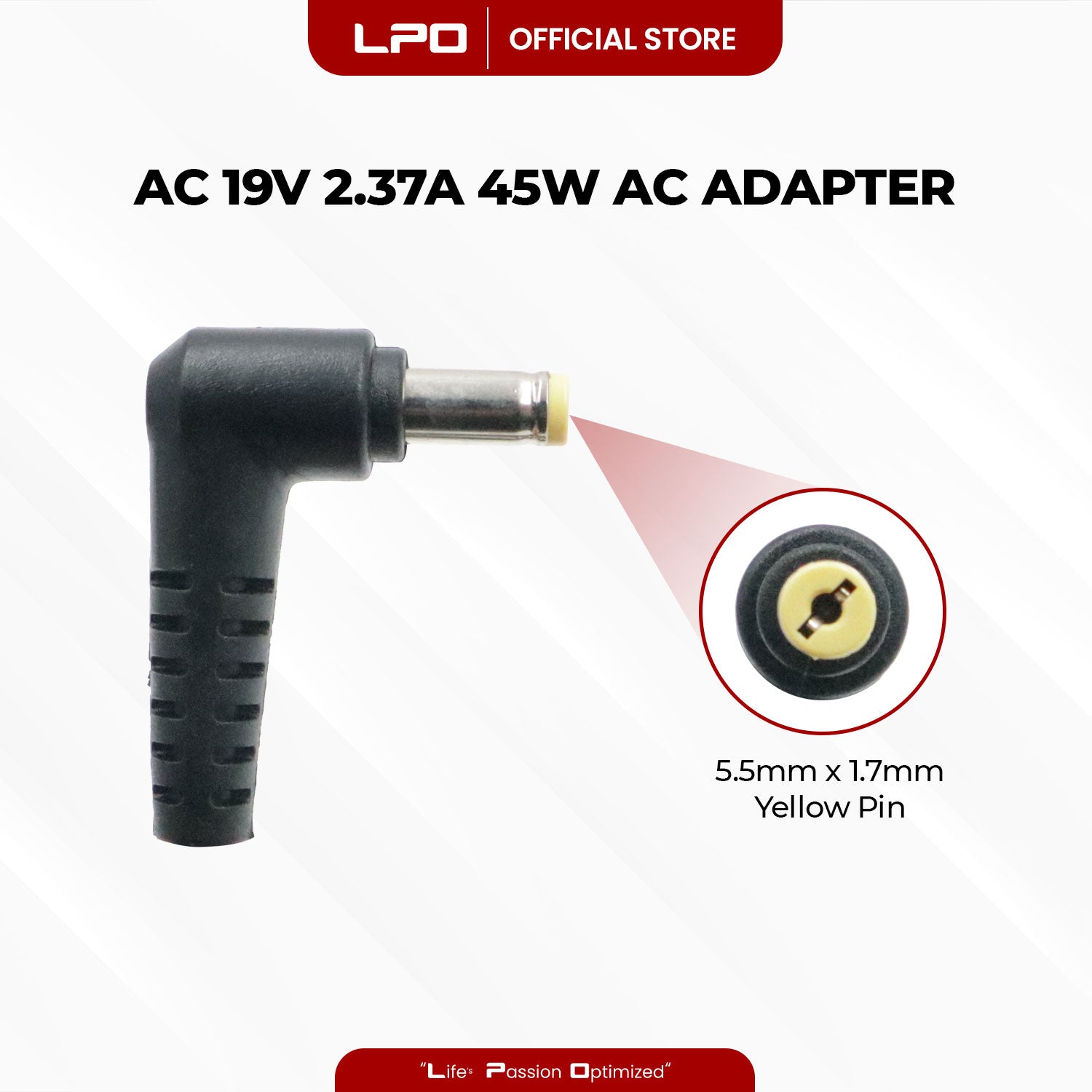 Laptop Charger Acer 19V 2.37A 45W Blue / Yellow Pin 5.5mm x 1.7mm Compatible with Acer TravelMate B116-M-C3WQ