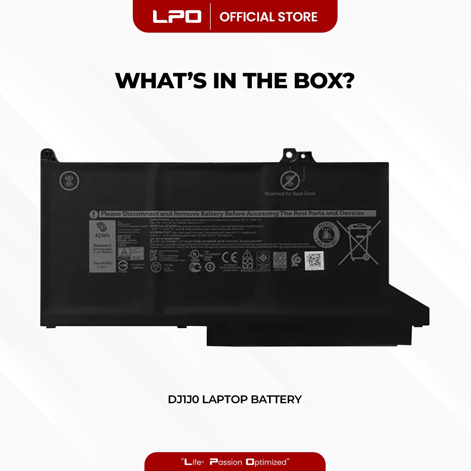 Laptop Battery DJ1J0 Compatible with Dell Latitude 12 7280 K8X0T KHY0C 7290 E7280 Series