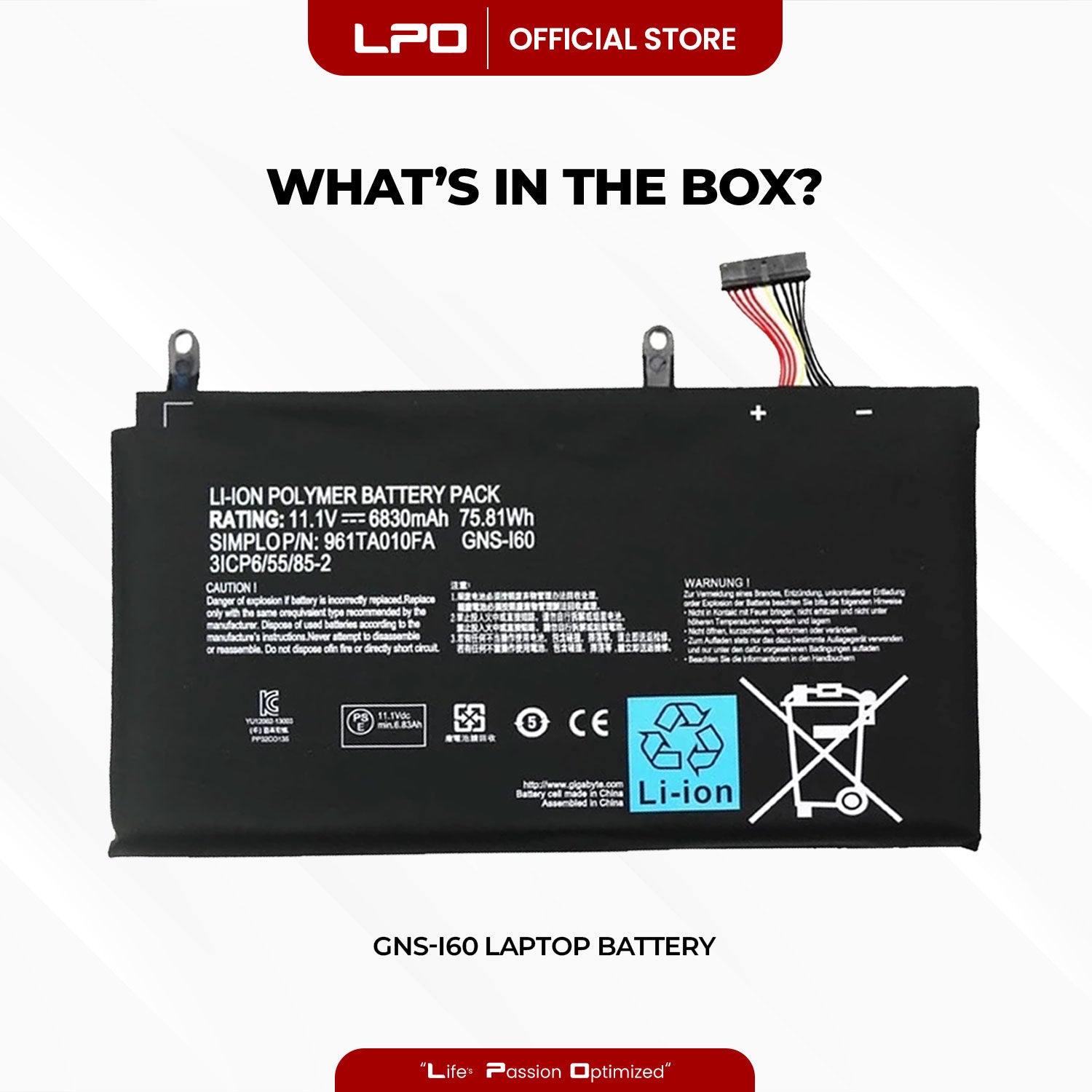 Laptop Battery GNS-I60 Compatible with Gigabyte P35G, P35G v2, P35K, P35W, P35W v2