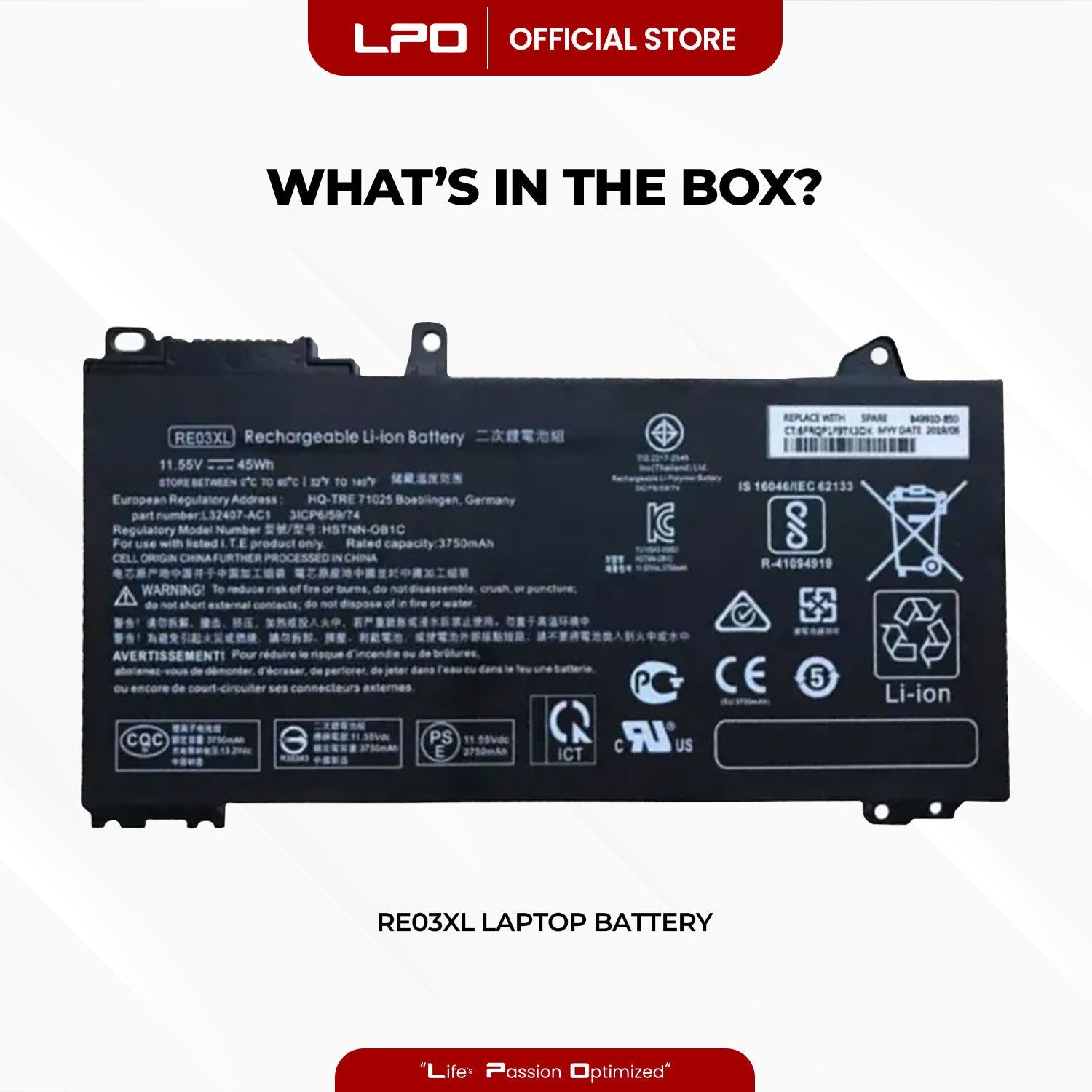 Laptop Battery RE03XL Compatible with HP ProBook 430 440 445 450 455R G6, ProBook 430