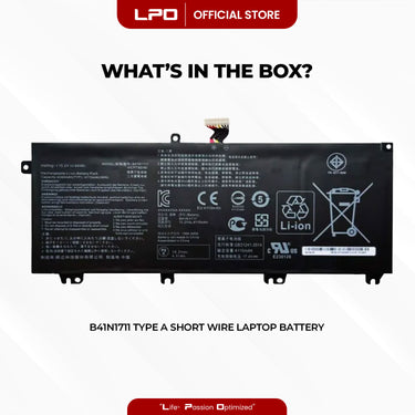 Laptop Battery B41N1711 TYPE A SHORT WIRE Compatible with Asus GL503G GL503GE FX63VM