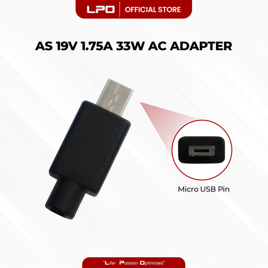Laptop Charger Asus 19V 1.75A 33W Micro USB Type Compatible with Asus TP200S X205T