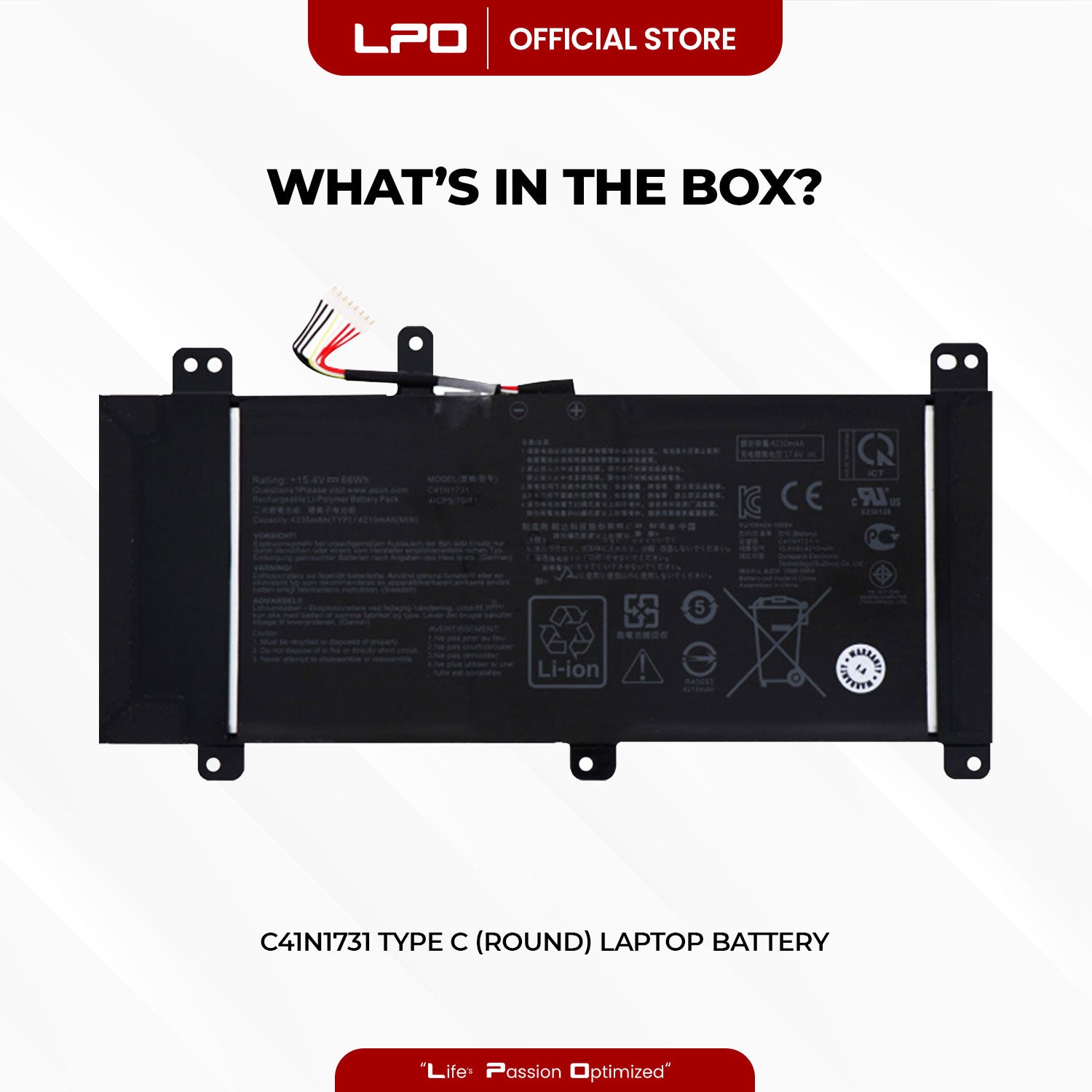 Laptop Battery C41N1731 TYPE C (ROUND) Compatible with ASUS ROG Strix Scar II GL704