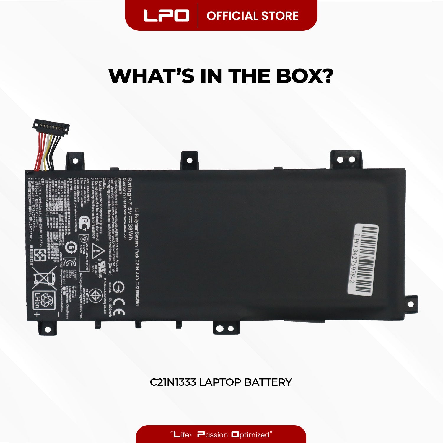 Laptop Battery C21N1333 Compatible with Asus Transformer Book Flip R554L TP550L - LPO Laptop PC-Outlet