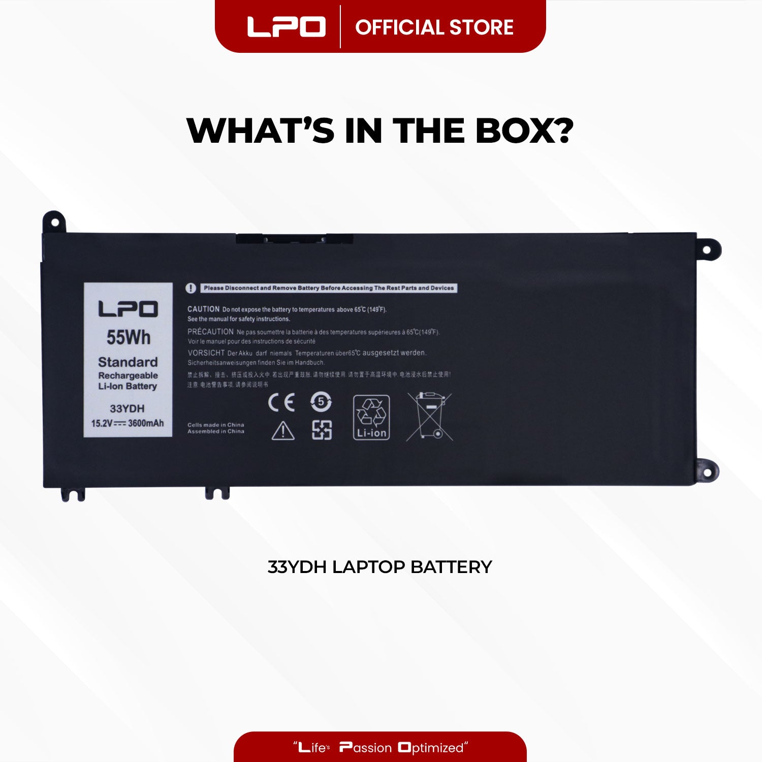 Laptop Battery 33YDH Compatible with Dell Inspiron 17 7000 7577 7773 7778 7786 7779 - LPO Laptop PC-Outlet