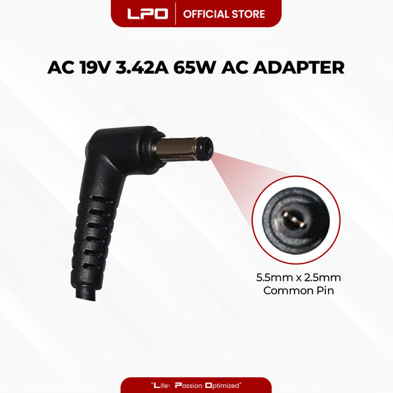 Laptop Charger Lenovo 19V 3.42A 65W Common Pin 5.5mm x 2.5mm Compatible with Lenovo G230 Series