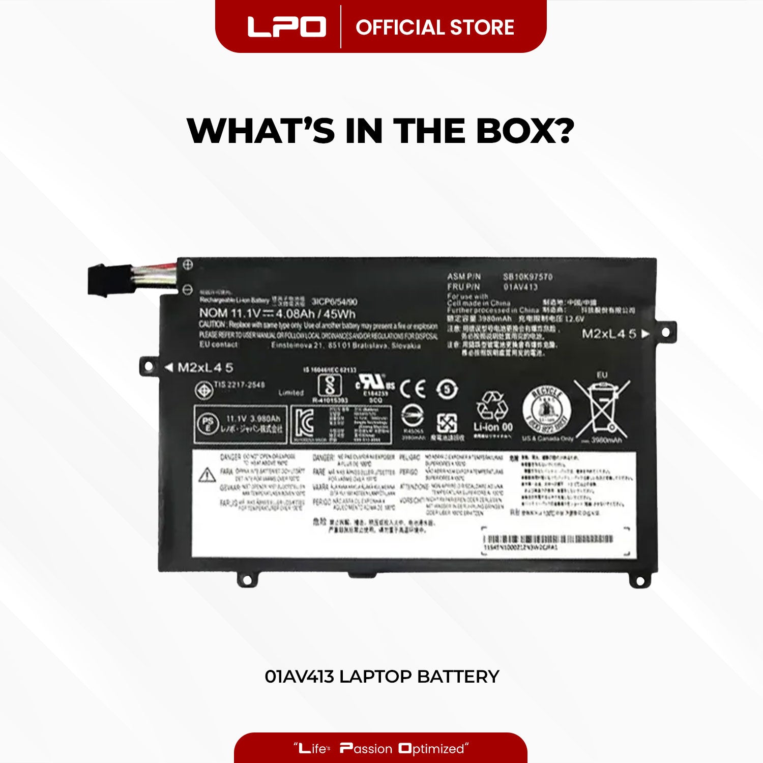 Laptop Battery 01AV413 Compatible with Lenovo ThinkPad E470 E470C E475 Series Notebook