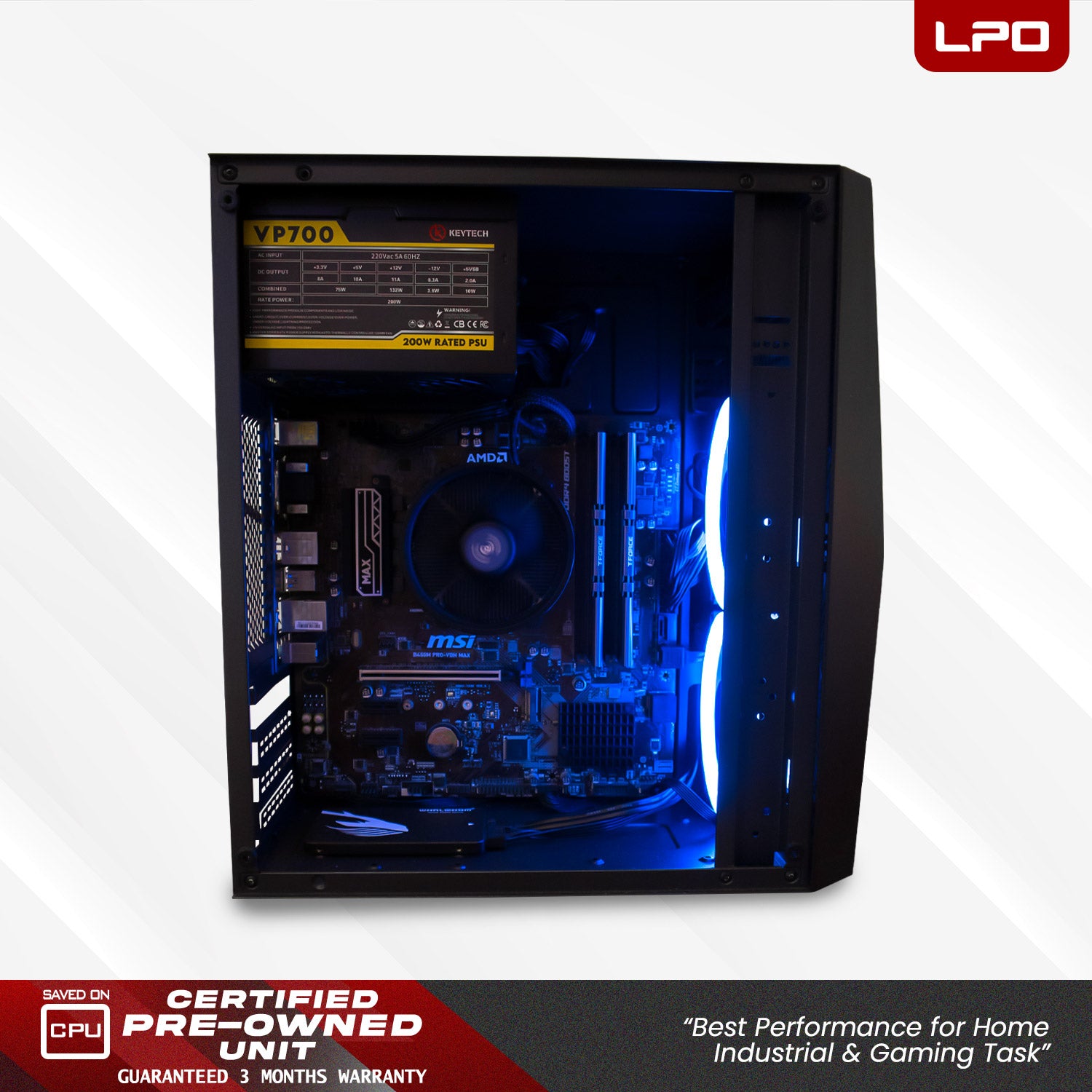 Gaming Unit AMD Ryzen 5 5600G 3.9Ghz B450 Pro-VDH Max AM4 Socket Motherboard 16GB DDR4 256GB 2.5