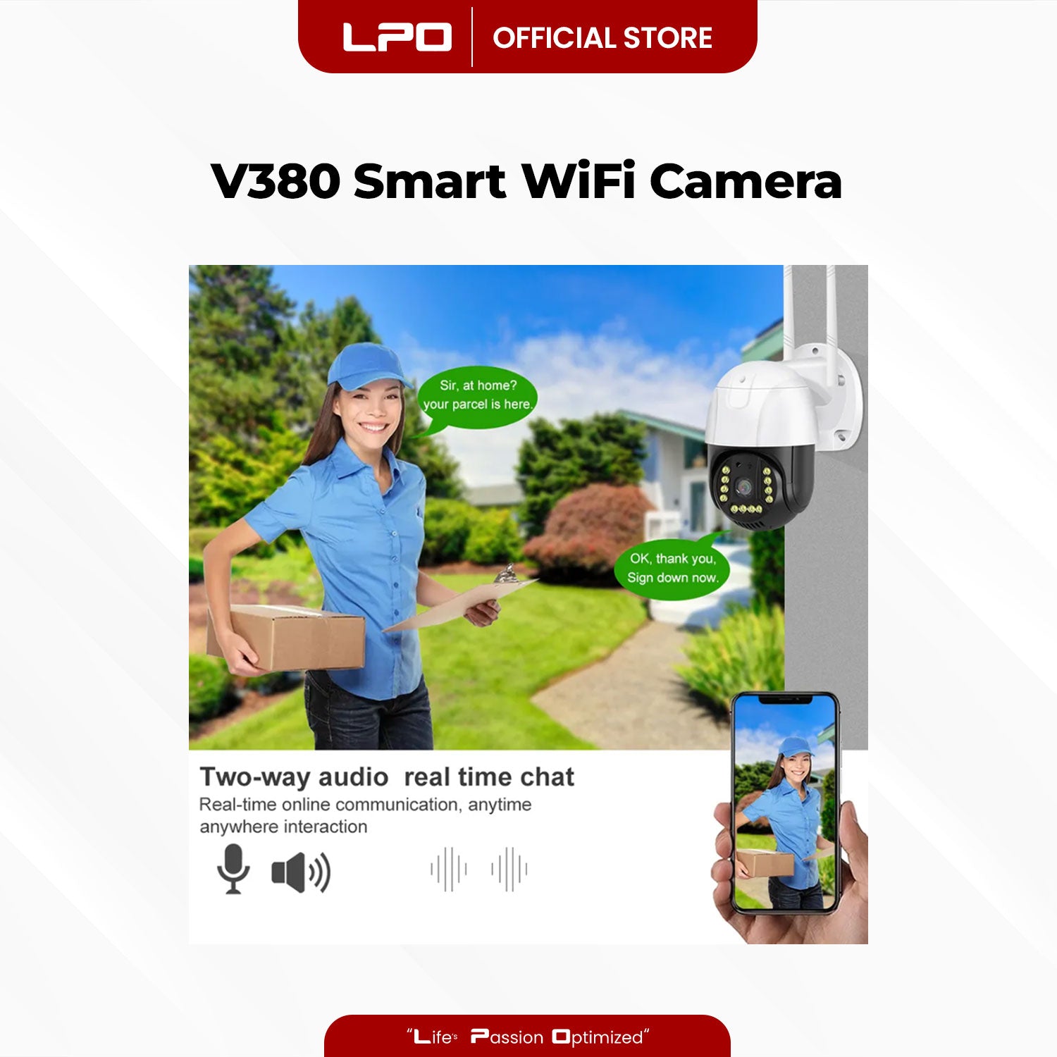 V380 Pro C18PROX-H Smart CCTV Wifi Dome Camera Wireless Connectivity with Two-way Audio, Day/Night Vision, Auto Tracking