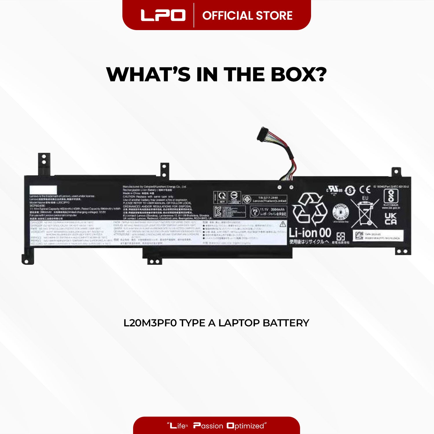 Laptop Battery L20M3PF0 Type A Compatible with Lenovo IdeaPad 3-15ALC6 3-14ITL6 3-15ITL6 - LPO Laptop PC-Outlet