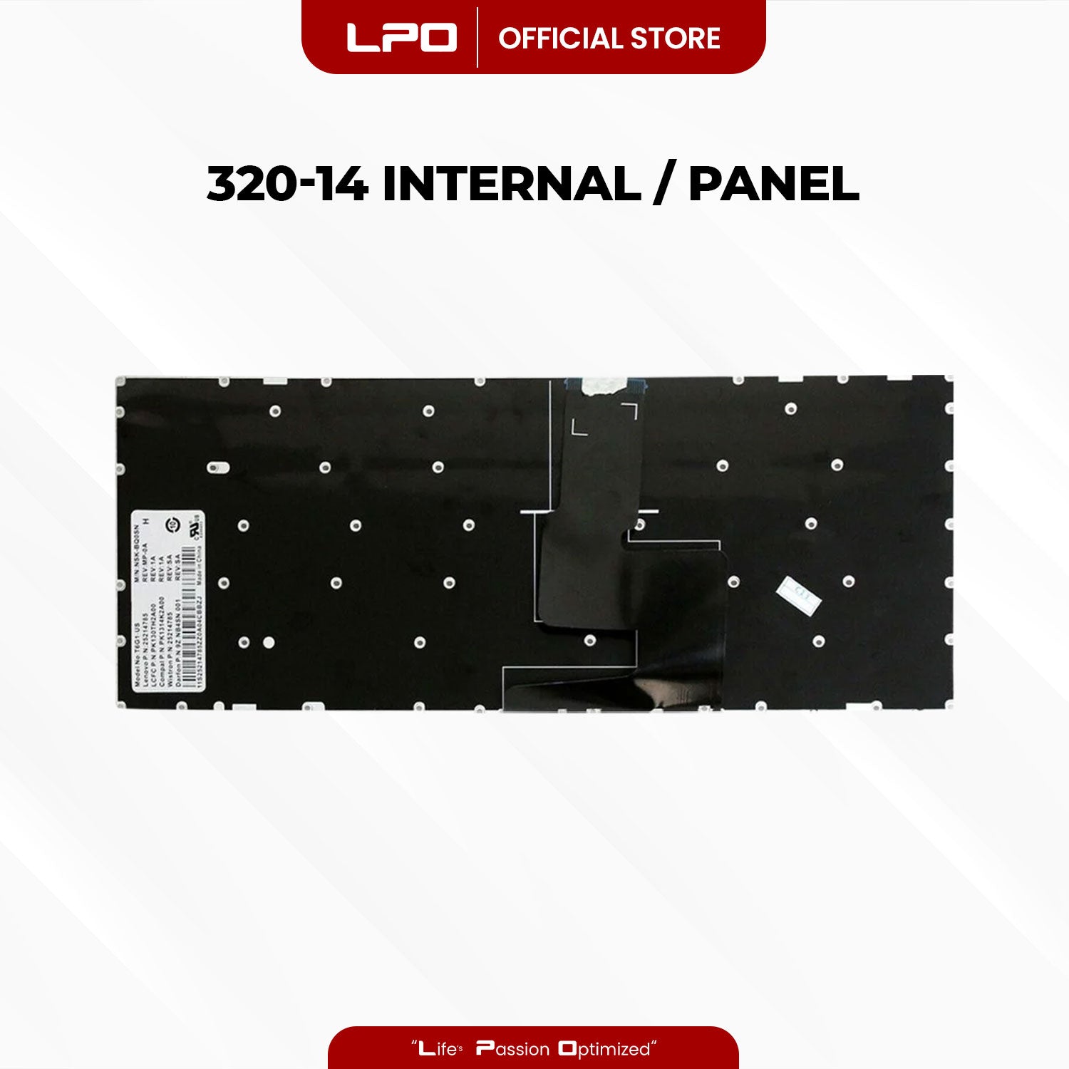 Laptop Keyboard LENOVO 320-14 Internal / Panel Gray US Compatible with Lenovo IdeaPad 320-14