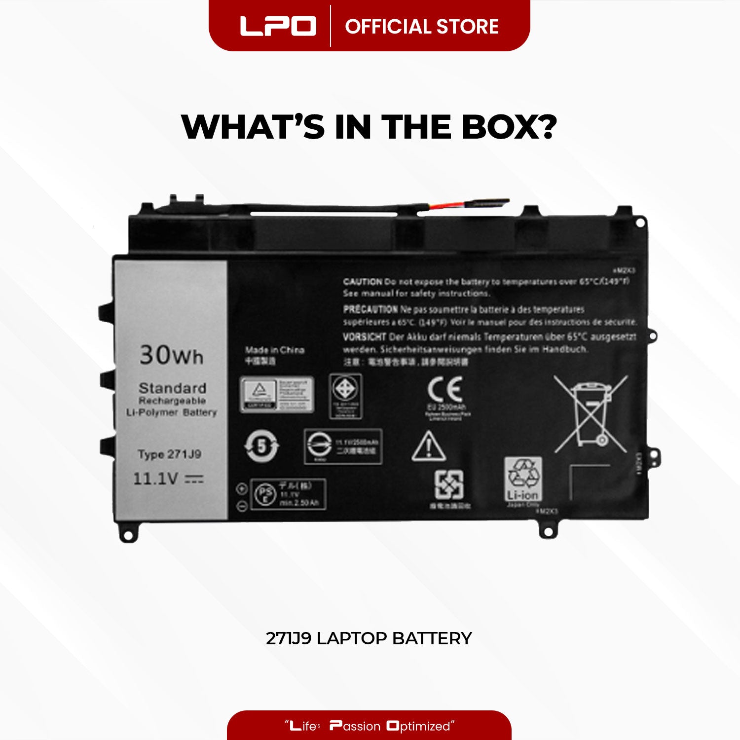 Laptop Battery 271J9 Compatible with Dell Latitude 7350 Series, 13 7000 Series