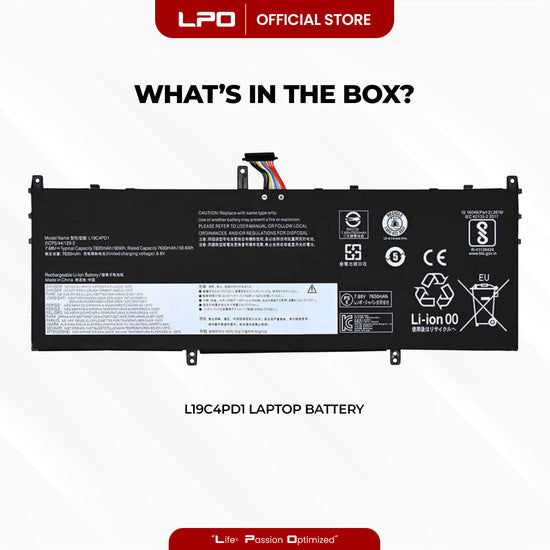 Laptop Battery L19C4PD1 Compatible with Lenovo Yoga C640-13IML Series; Lenovo Yoga C640-13IML - LPO Laptop PC-Outlet