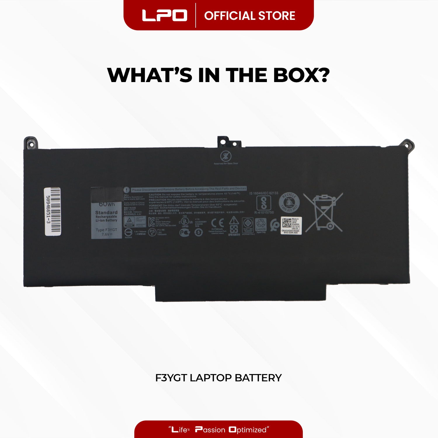 Laptop Battery F3YGT Compatible with Dell Latitude 12 7000 7280 E7280 7290 E7290, 13 7000