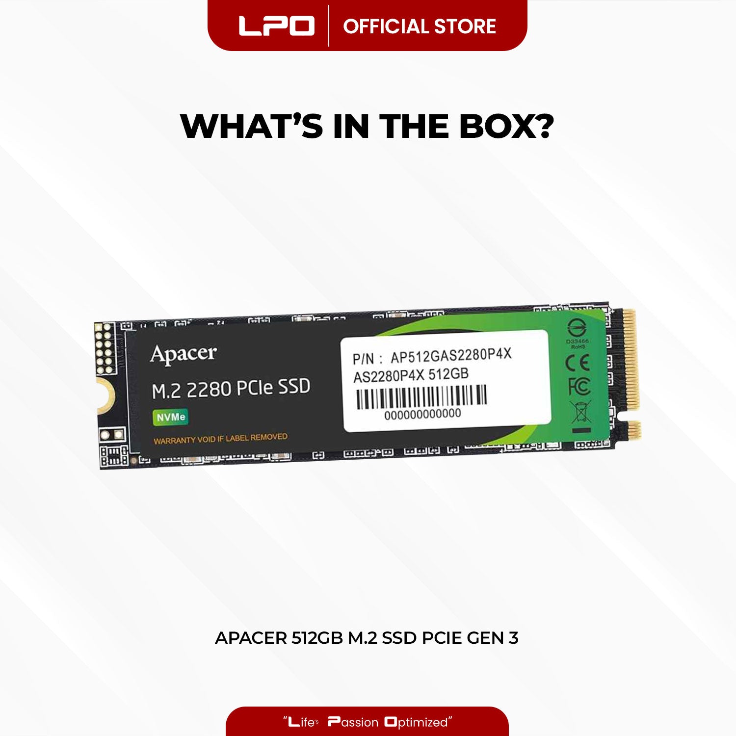 Apacer AS2280P4X 512GB PCIe Gen3 (AP512GAS2280P4X)