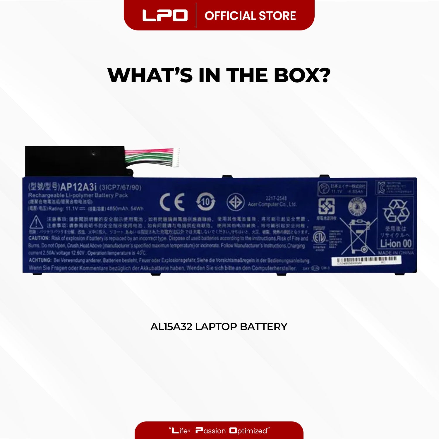 Laptop Battery AP12A3i Compatible with Acer Timeline Ultra M5 Series, Aspire Timeline U M3-581TG-72634G25 - LPO Laptop PC-Outlet