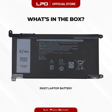 Laptop Battery 51KD7 Compatible with Dell Chromebook 5190 (P28T001) 2-In-1 (P28T002) Series