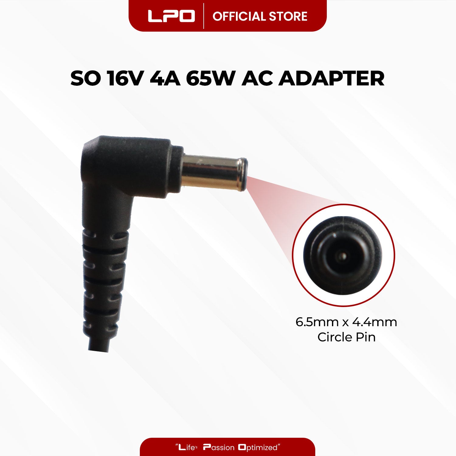 Laptop Charger Sony 16V 4A 65W Circle Pin 6.5mm x 4.4mm  Sony ADP-64CB/PCGA-AC16V