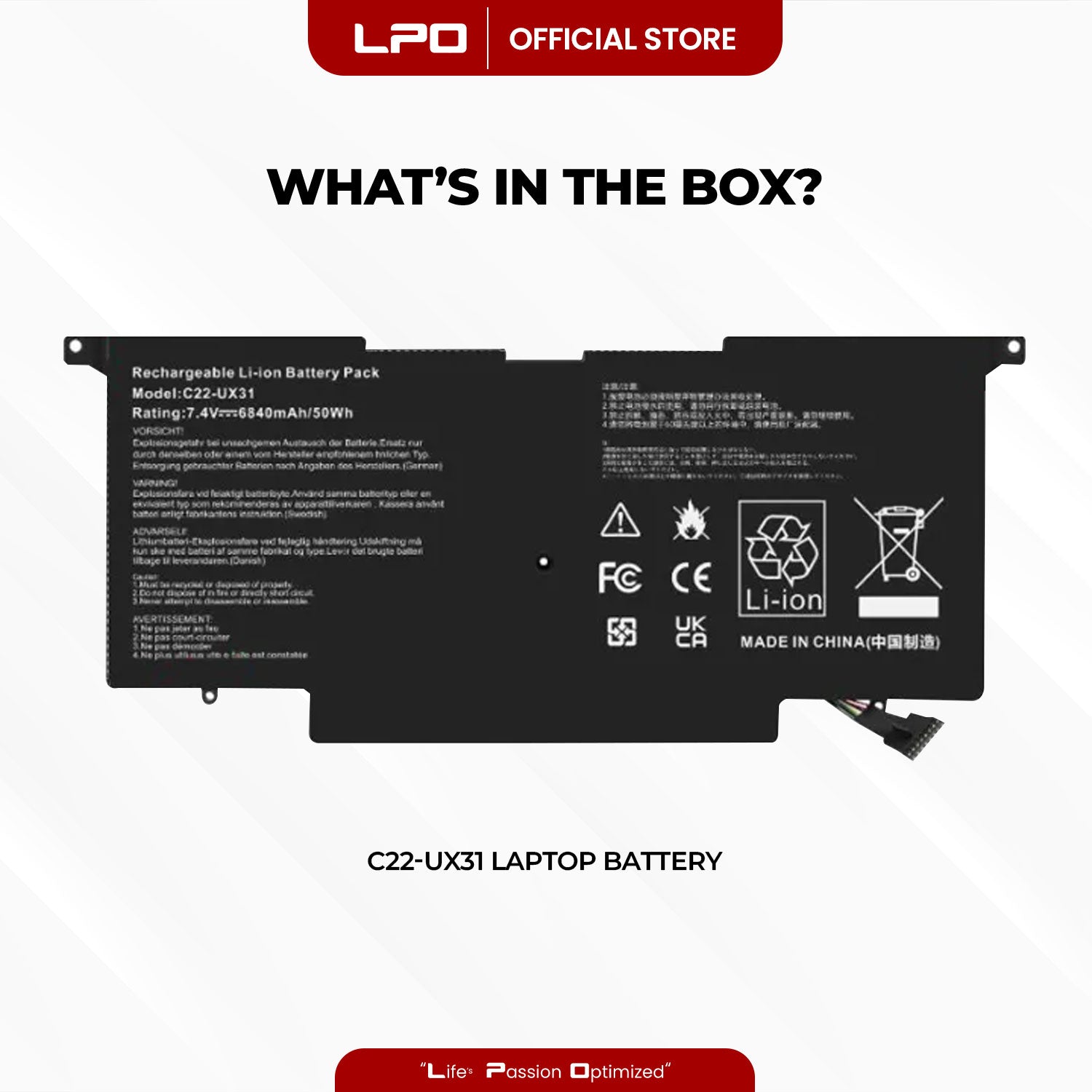 Laptop Battery C22-UX31 Compatible with ASUS UX31 Series ASUS ZenBook UX31 Series ASUS ZenBook UX31A Series ASUS ZenBook UX31E Series ASUS UX31 Ultrabook Series ASUS UX31A Ultrabook Series ASUS UX31E Ultrabook Series